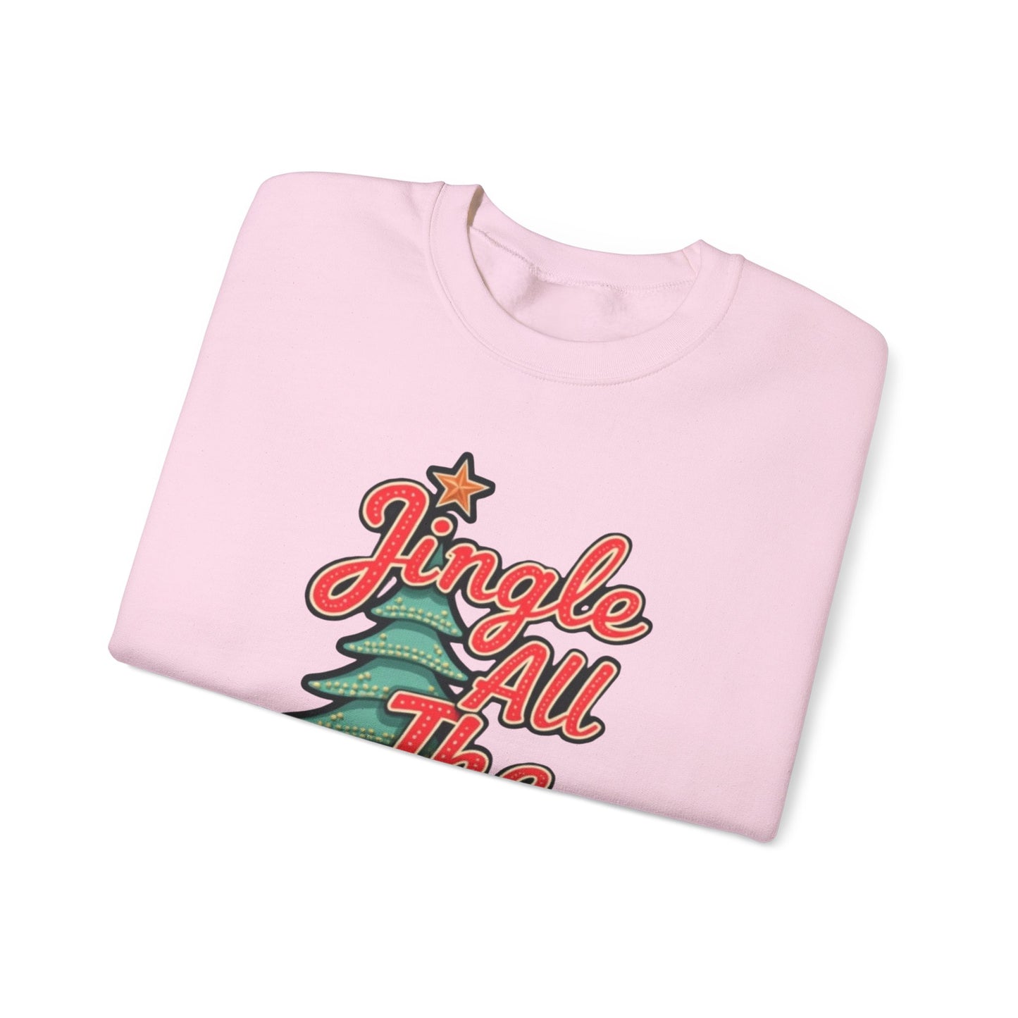 Christmas Sweatshirt — "Jingle All The Way" Retro Tree Holiday Crewneck
