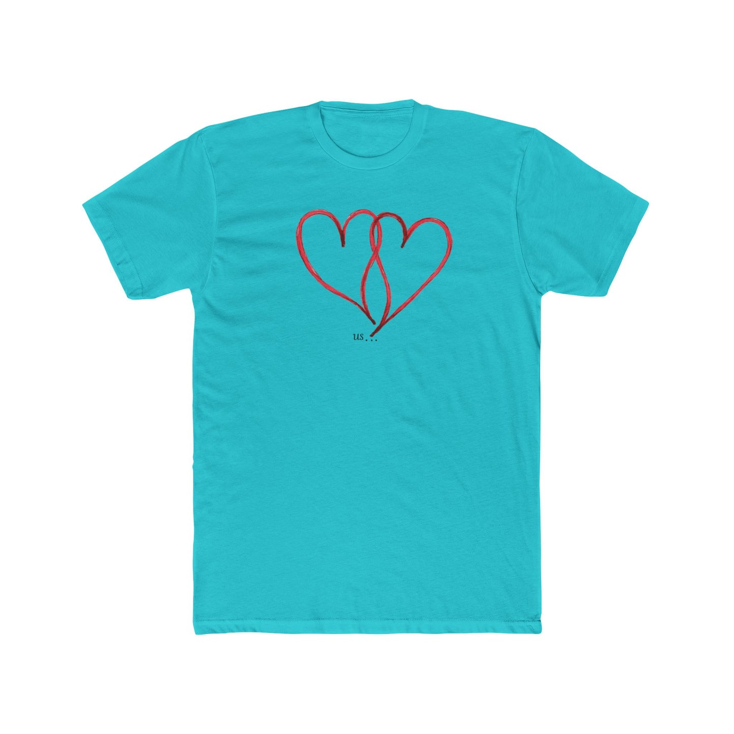 Heart Line Art T‑Shirt — Minimal Red Double Heart Tee