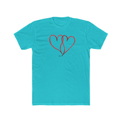 Heart Line Art T‑Shirt — Minimal Red Double Heart Tee