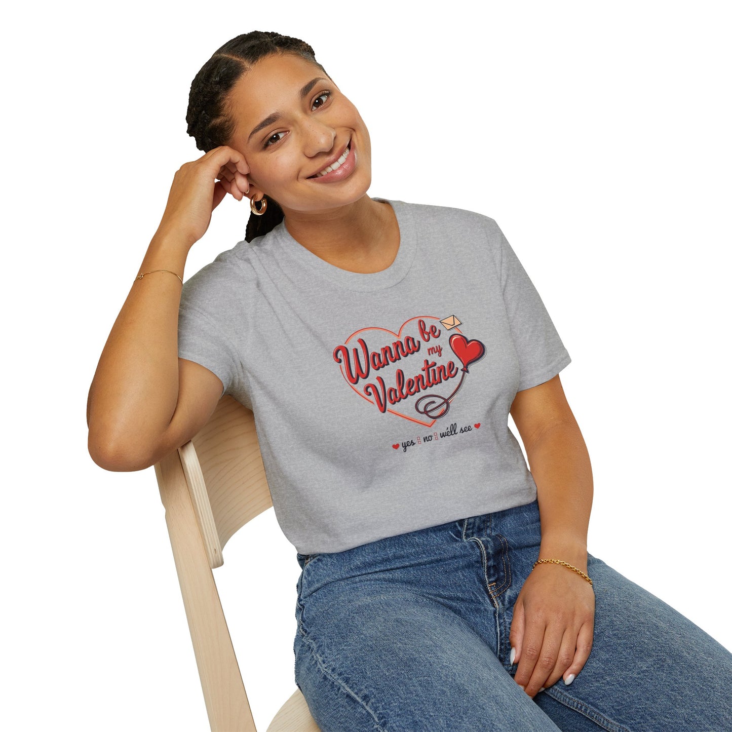 Valentine "Wanna Be My Valentine" T-Shirt - Cute Heart & Love Letter Tee