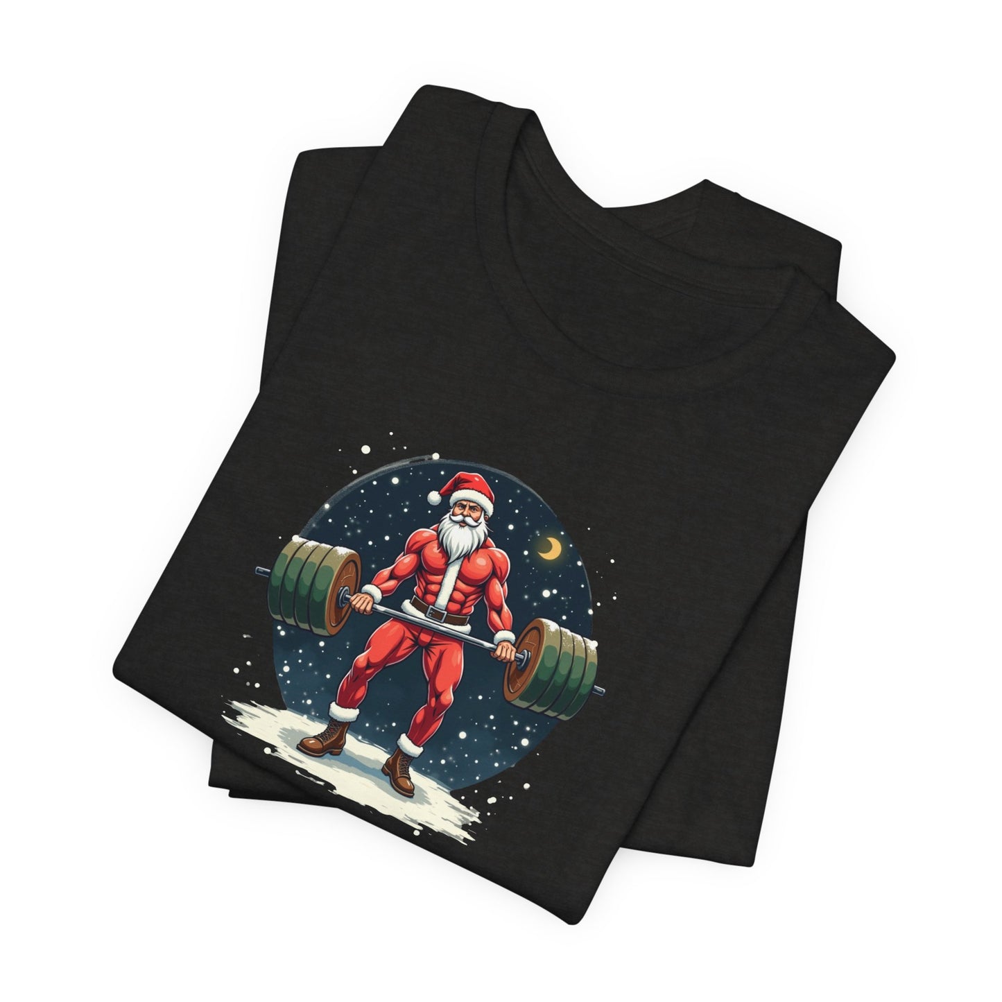 Jacked Santa Weightlifting, Unisex Jersey Short Sleeve Tee