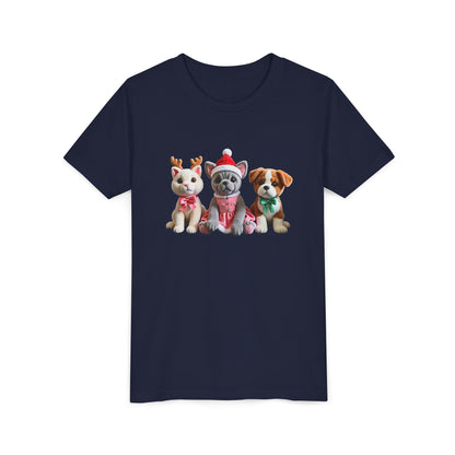 Kids Christmas Puppy Tee — Cute Festive Dogs in Santa Hats