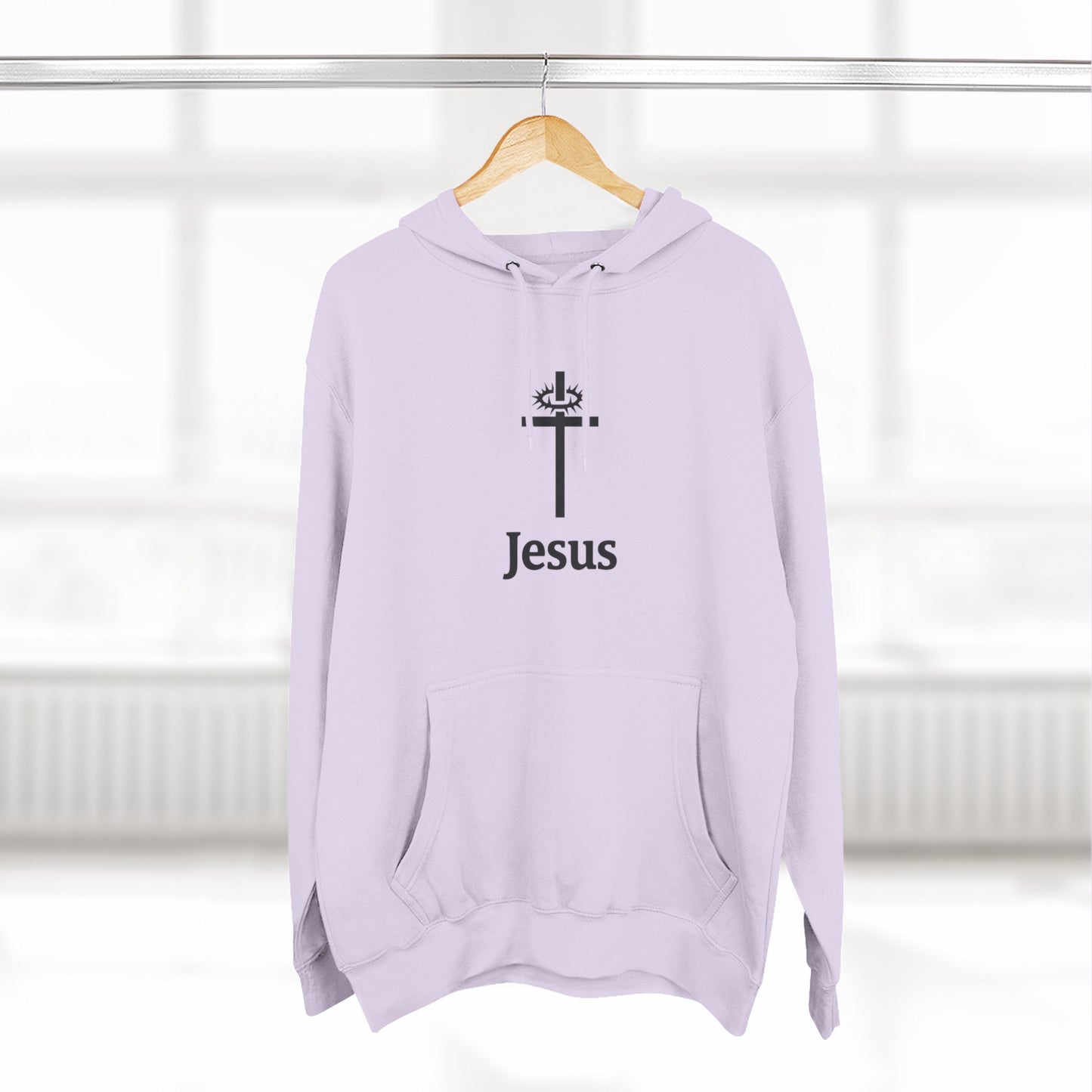 Jesus Cross Minimalist Hoodie — Faith Graphic Fleece Pullover