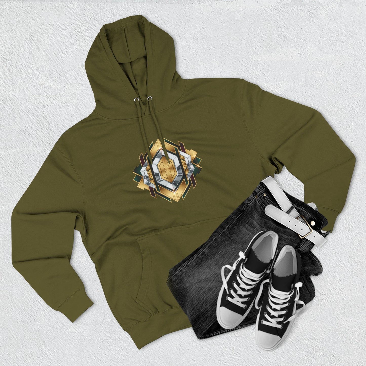 Geometric Gold Crest Hoodie