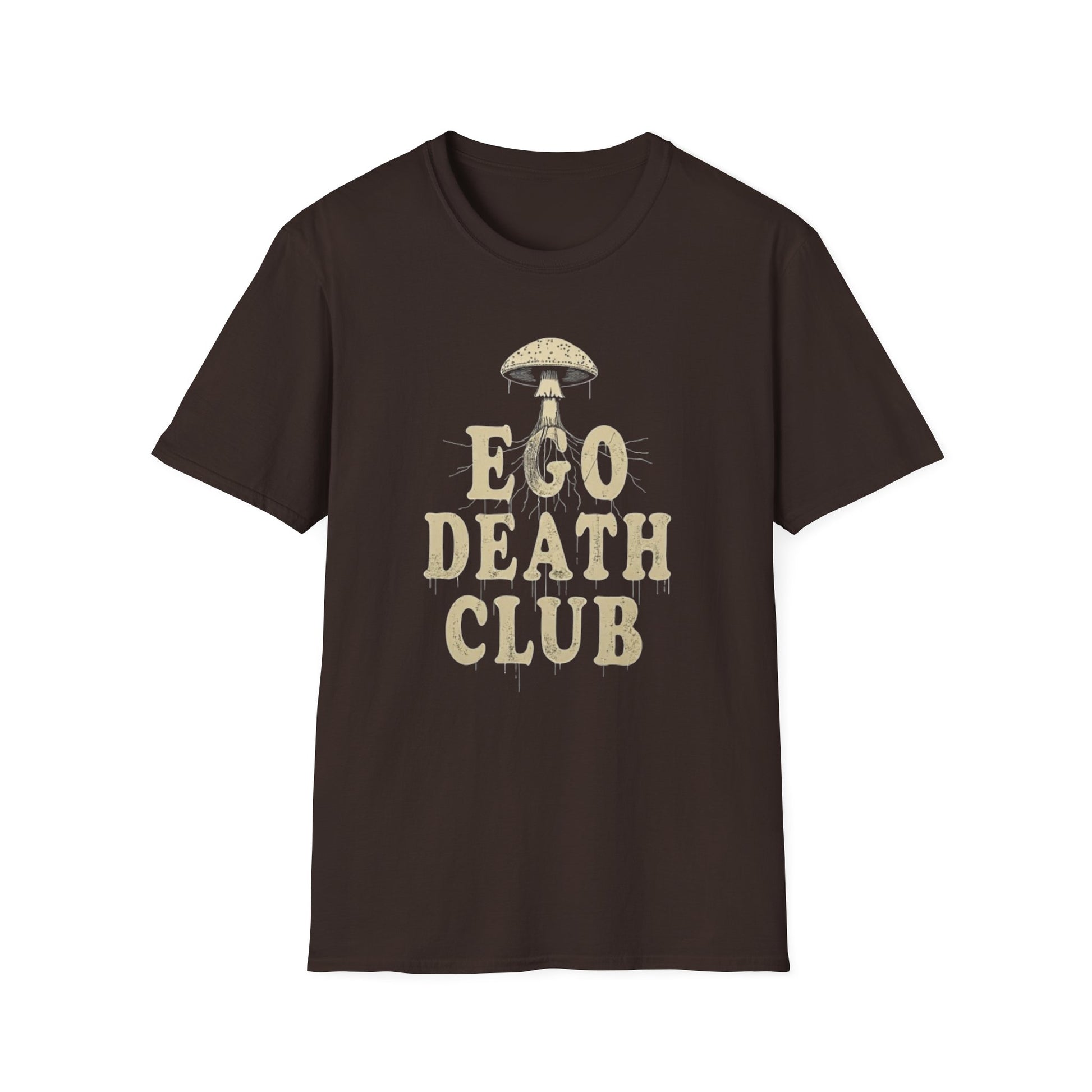 Ego Death Club Mushroom, T-Shirt, Unisex Softstyle Tee, Casual Wear, Gift for Friends, Unique Graphic Shirt - Psychonaut Swag