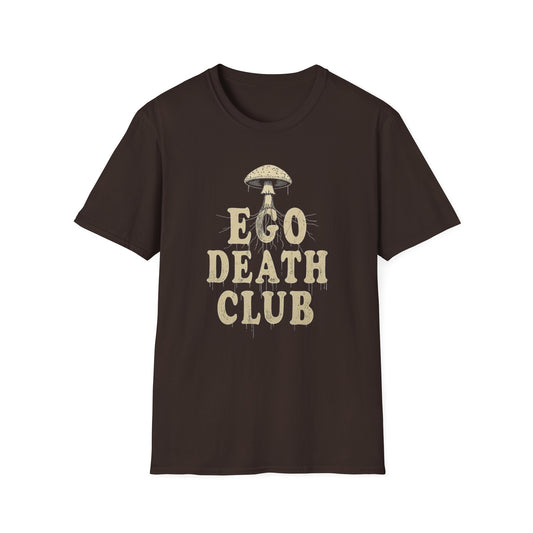 Ego Death Club Mushroom, T-Shirt, Unisex Softstyle Tee, Casual Wear, Gift for Friends, Unique Graphic Shirt - Psychonaut Swag
