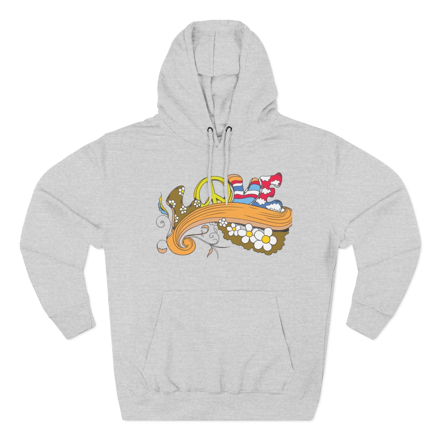 Love and Peace, Three-Panel Fleece Hoodie