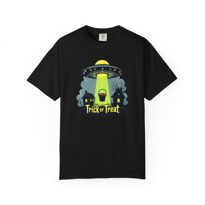 Halloween UFO Trick or Treat T-Shirt — Alien Abduction Spooky Tee