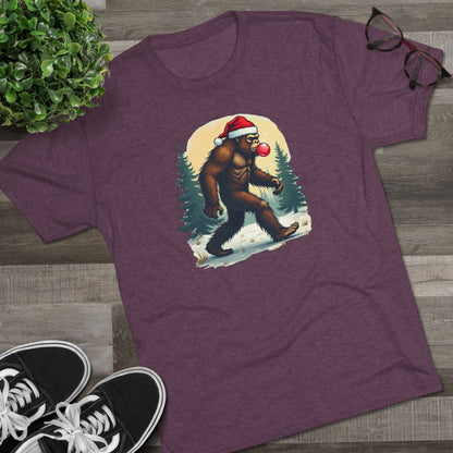 Christmas Bigfoot T-Shirt – Santa Hat Sasquatch Holiday Tee