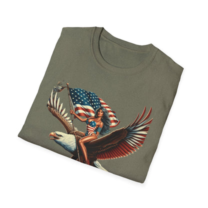 Patriot Riding Eagle, Graphic Tee - Unisex T-Shirt, Eagle Design, 4th of July Shirt, Independence Day Apparel, Festival Wear, Gift for Patriots - Psychonaut Swag