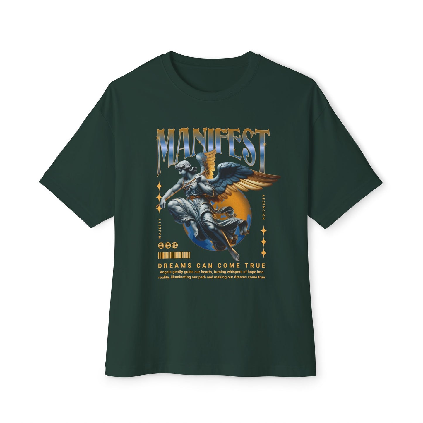 Manifest Angel Graphic Tee — Oversized Boxy Spiritual T‑Shirt