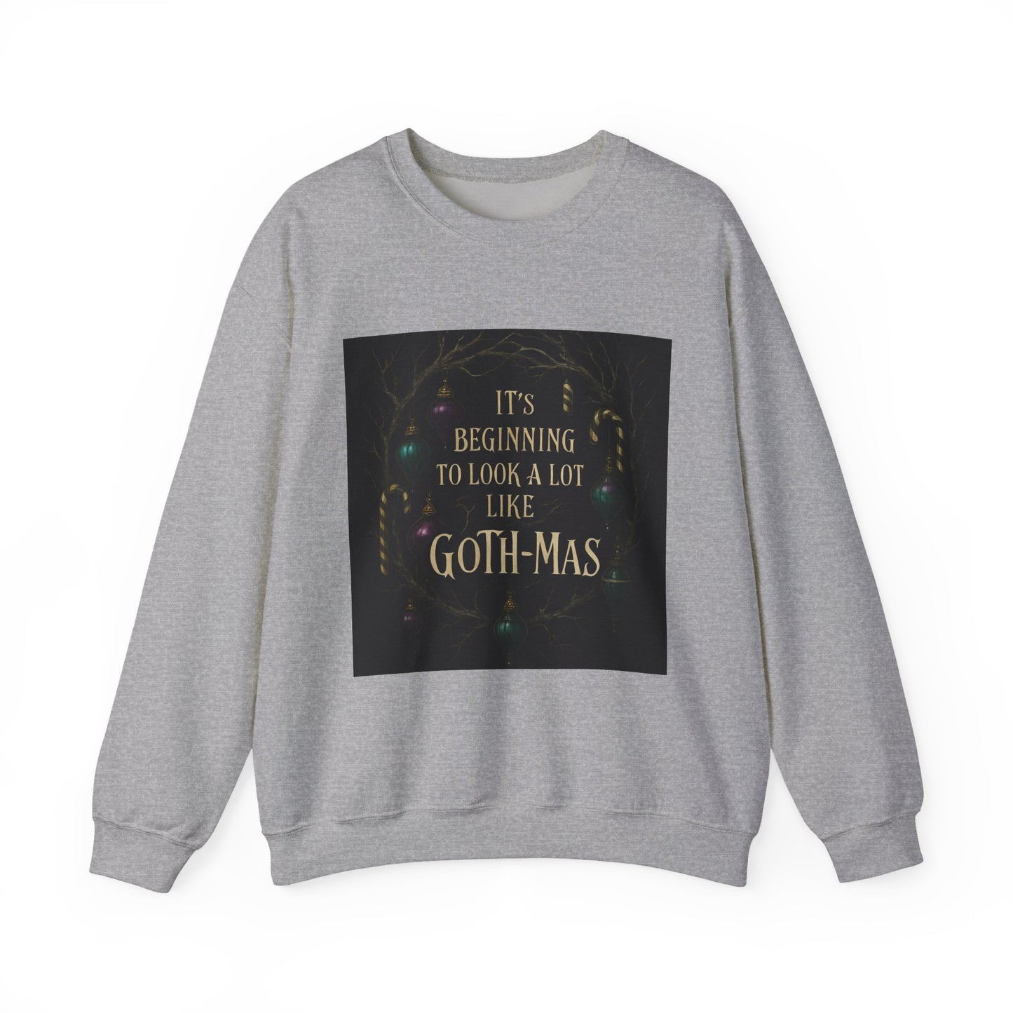 Goth‑Mas Crewneck Sweatshirt — "It's Beginning to Look a Lot Like Goth‑Mas" Holiday Gothic Sweater
