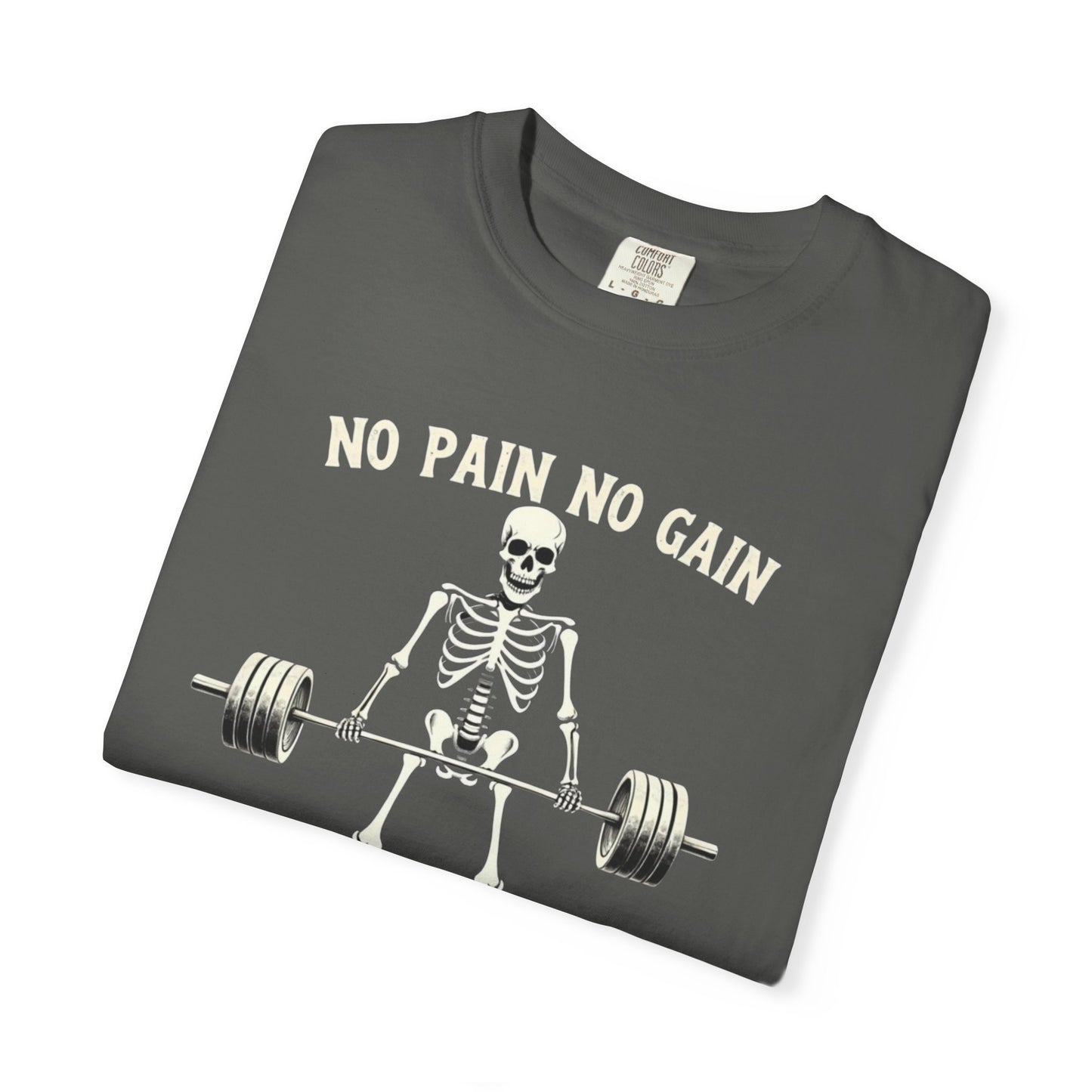 Deadlift Skeleton T-Shirt — “No Pain No Gain” Weightlifting Gym Tee