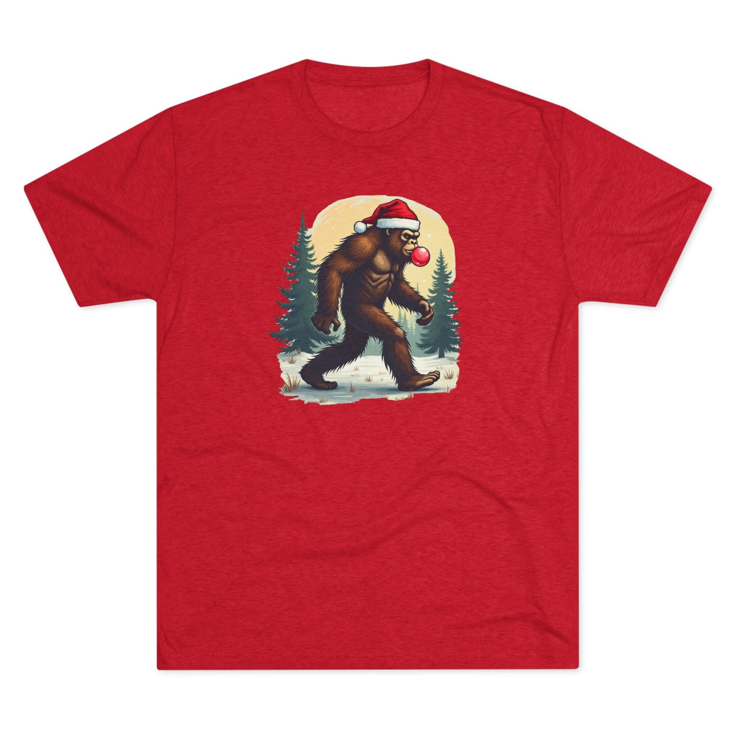 Christmas Bigfoot T-Shirt – Santa Hat Sasquatch Holiday Tee