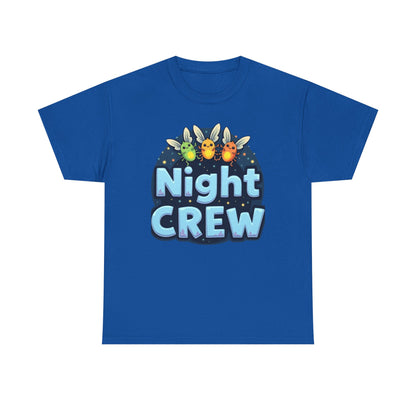 Night Crew Unisex Heavy Cotton Tee, Comfortable Graphic Tee, Great for Parties, Casual Wear, Gift for Friends, Summer Events - Psychonaut Swag