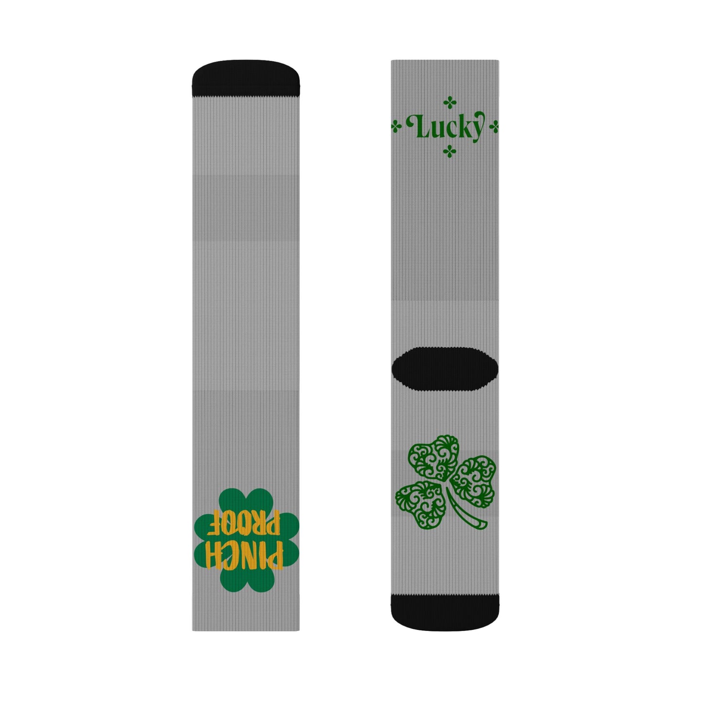 St. Patrick’s 'Pinch Proof' Sublimation Socks — Green Shamrock Crew Socks