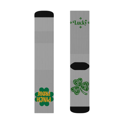 St. Patrick’s 'Pinch Proof' Sublimation Socks — Green Shamrock Crew Socks