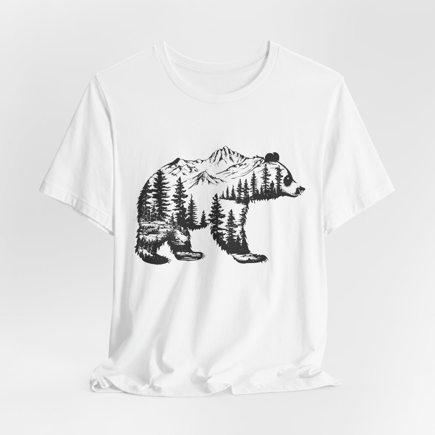 Mountain Bear Graphic Tee — Forest Silhouette Nature T-Shirt