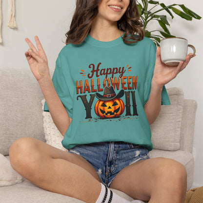 Halloween T-Shirt — "Happy Halloween You" Pumpkin Witch Graphic