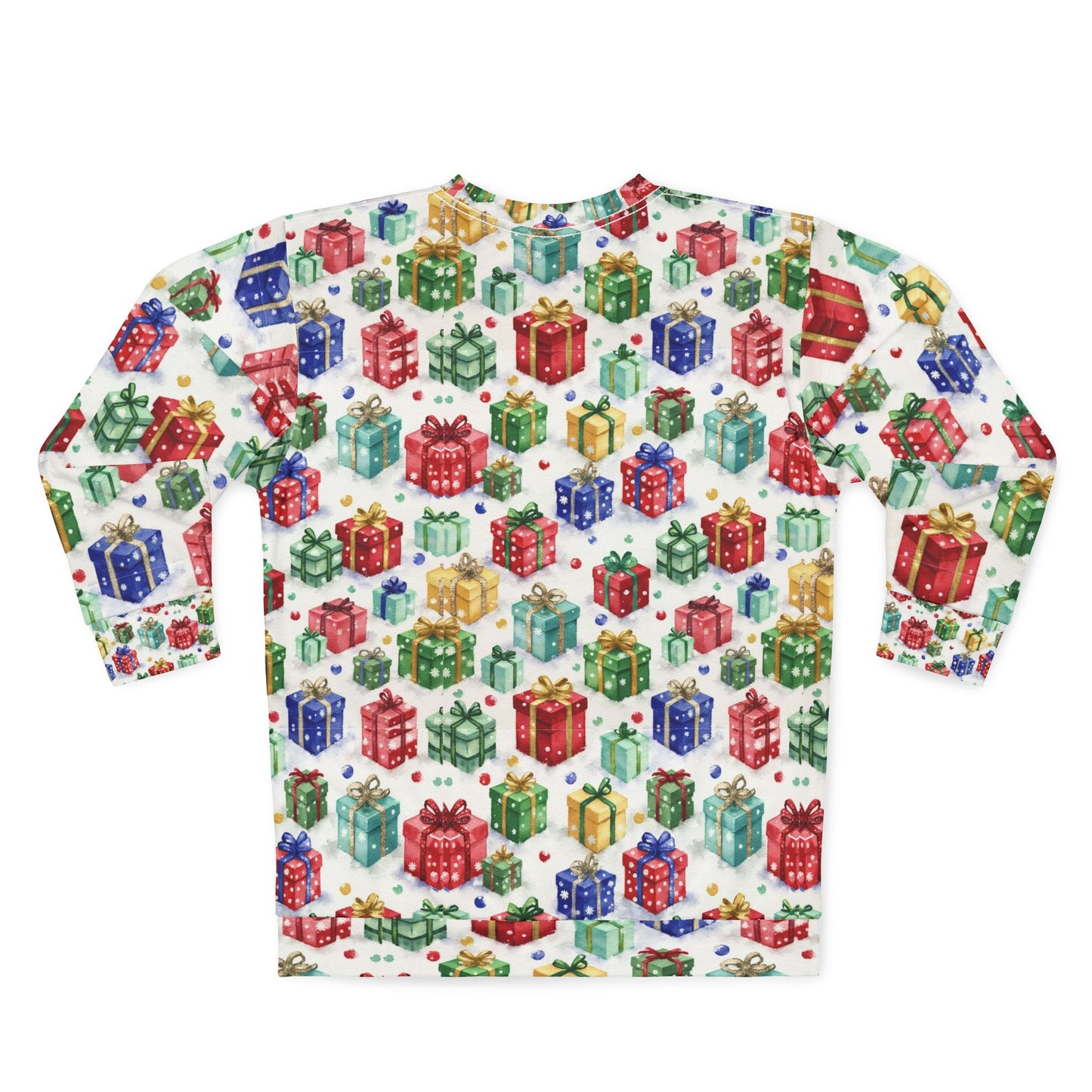 Gift Box Pattern Sweatshirt — All-Over-Print Holiday Present Design
