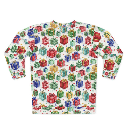 Gift Box Pattern Sweatshirt — All-Over-Print Holiday Present Design
