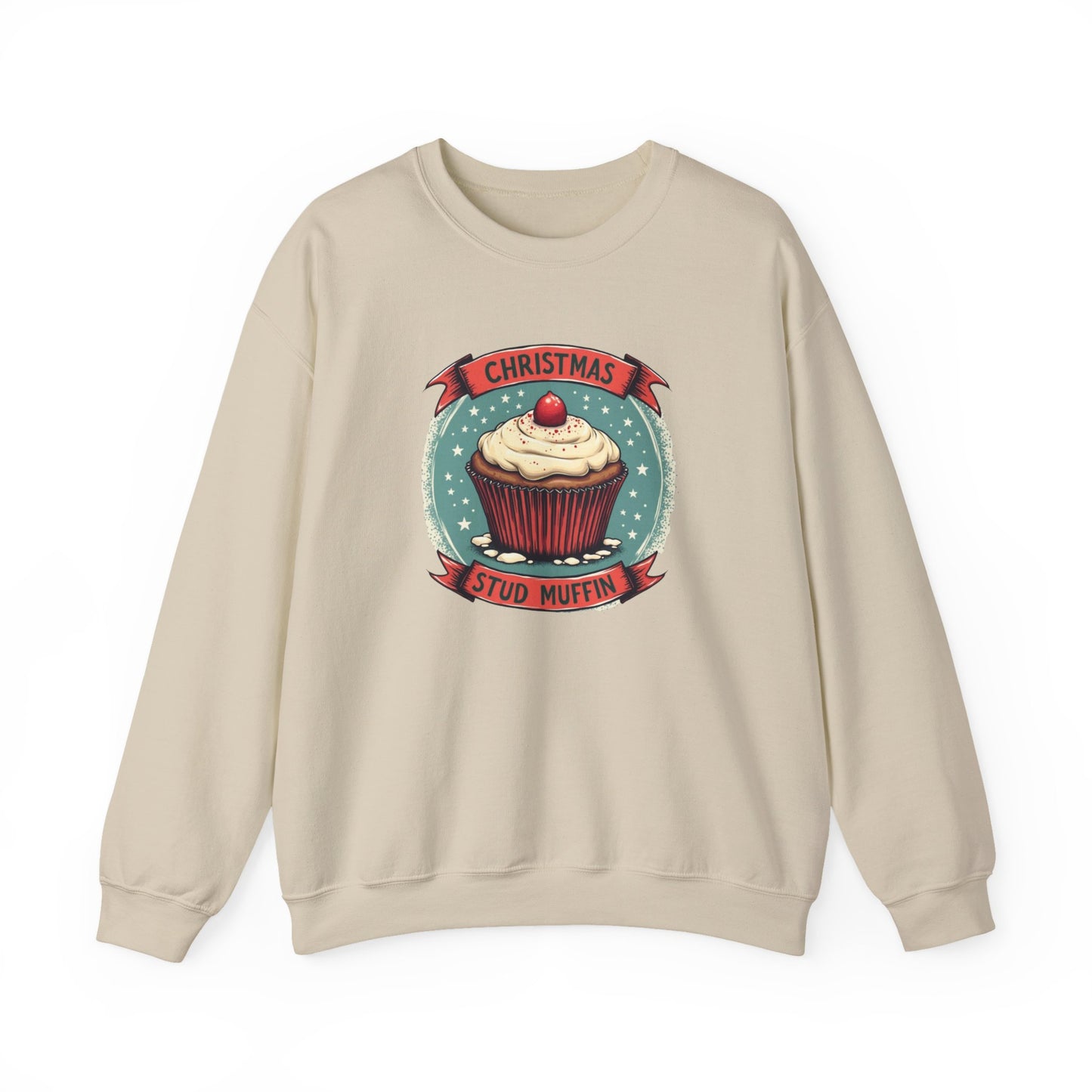 Christmas Stud Muffin with Icing Sweatshirt - Cute Holiday Cupcake Crewneck