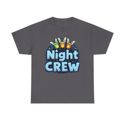 Night Crew Unisex Heavy Cotton Tee, Comfortable Graphic Tee, Great for Parties, Casual Wear, Gift for Friends, Summer Events - Psychonaut Swag