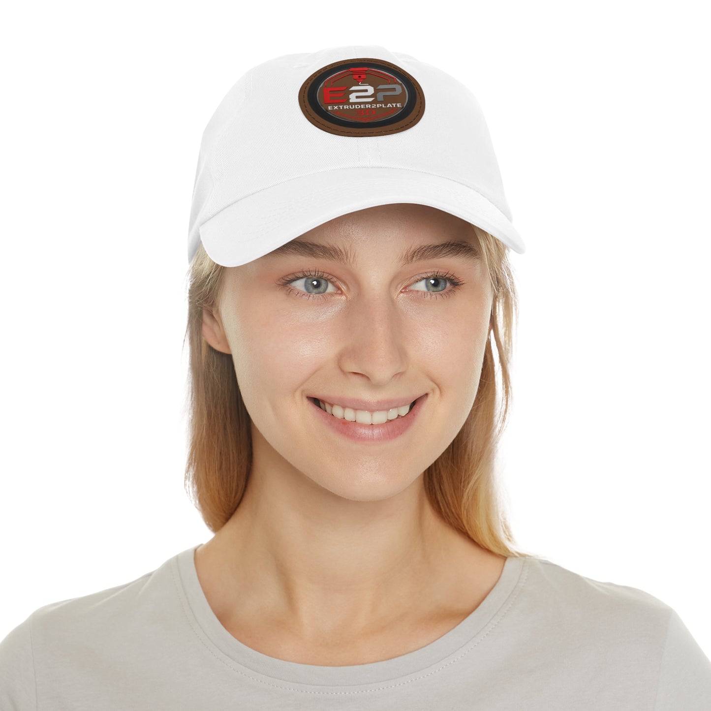 Extruder2Plate, Dad Hat with Leather Patch (Round)