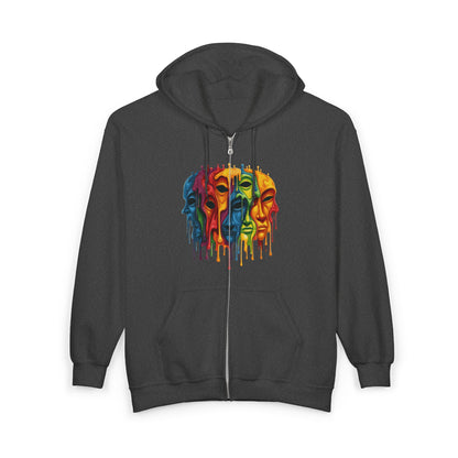 Delusional Masks, Psychedelic Unisex Heavy Blend™ Full Zip Hooded Sweatshirt