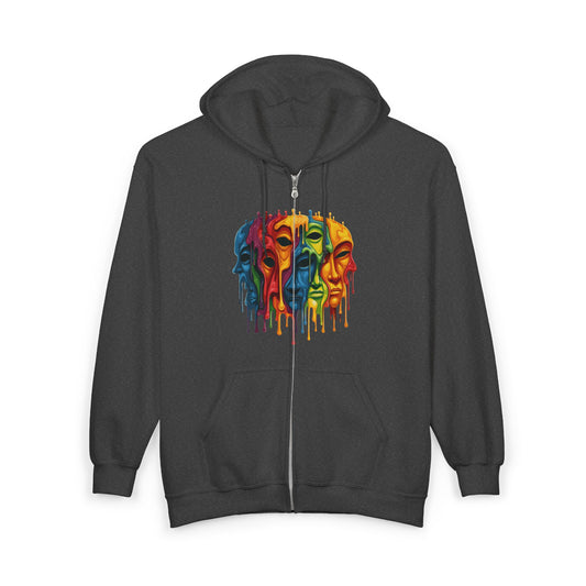 Delusional Masks, Psychedelic Unisex Heavy Blend™ Full Zip Hooded Sweatshirt