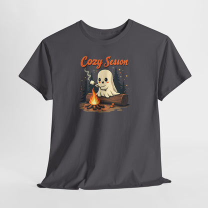 Cozy Season Tee — Cute Ghost Campfire Halloween T-Shirt