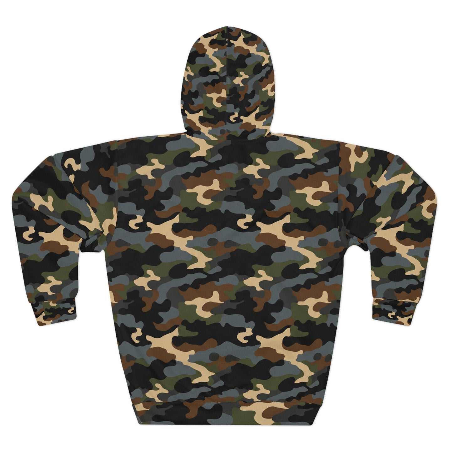 On the Hunt, Camo All-Over Print Hoodie — Classic Woodland Camouflage Pullover
