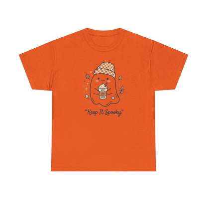 Keep It Spooky Ghost Tee — Cute Fall Halloween Shirt with Pumpkin Latte