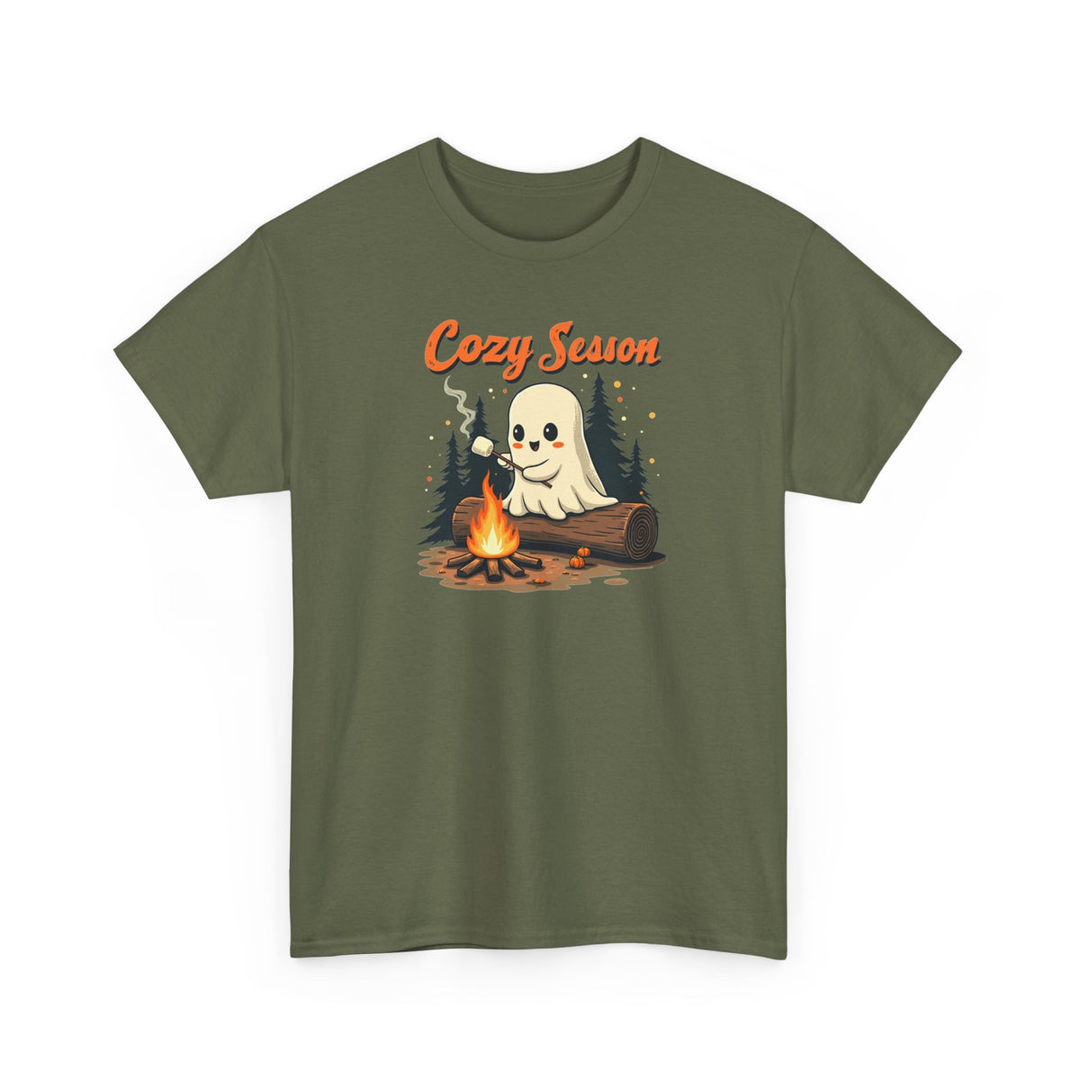 Cozy Season Tee — Cute Ghost Campfire Halloween T-Shirt