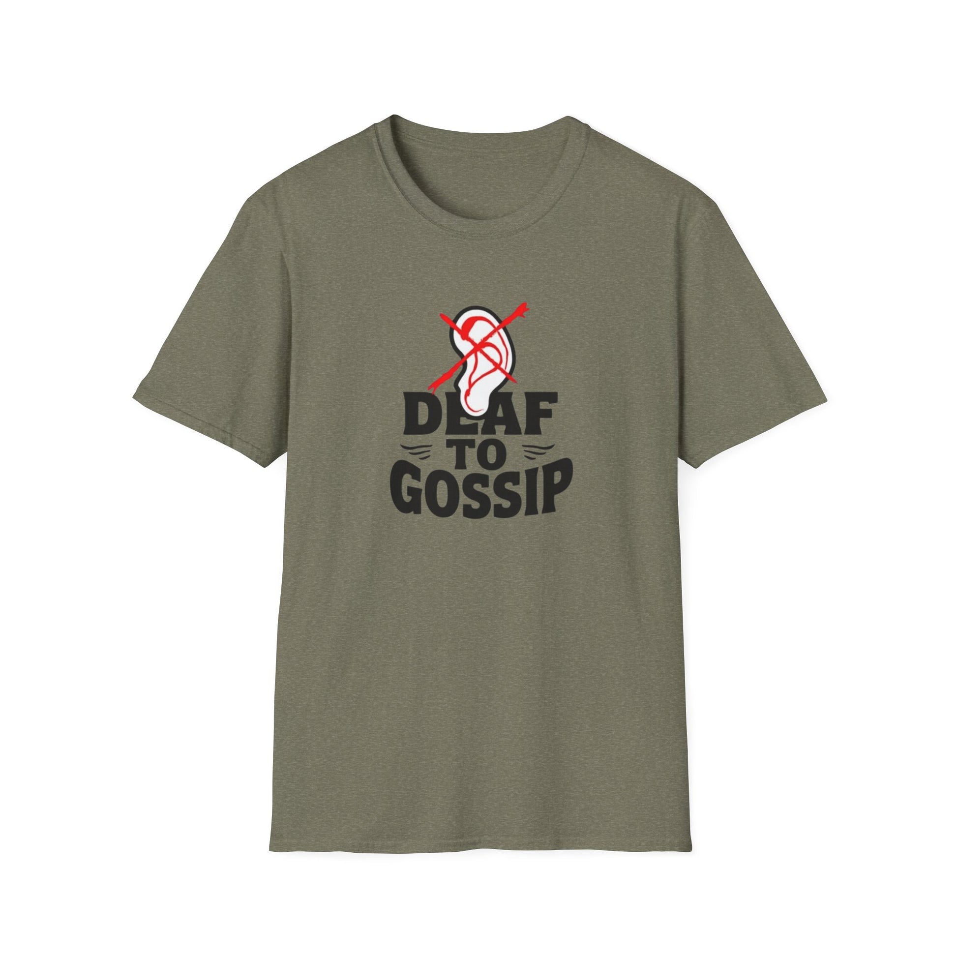 Deaf to Gossip T-Shirt, Unisex Softstyle Tee, Funny Graphic T-Shirt, Awareness Apparel, Gift for Friends, Casual Wear - Psychonaut Swag