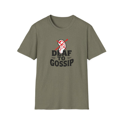 Deaf to Gossip T-Shirt, Unisex Softstyle Tee, Funny Graphic T-Shirt, Awareness Apparel, Gift for Friends, Casual Wear - Psychonaut Swag