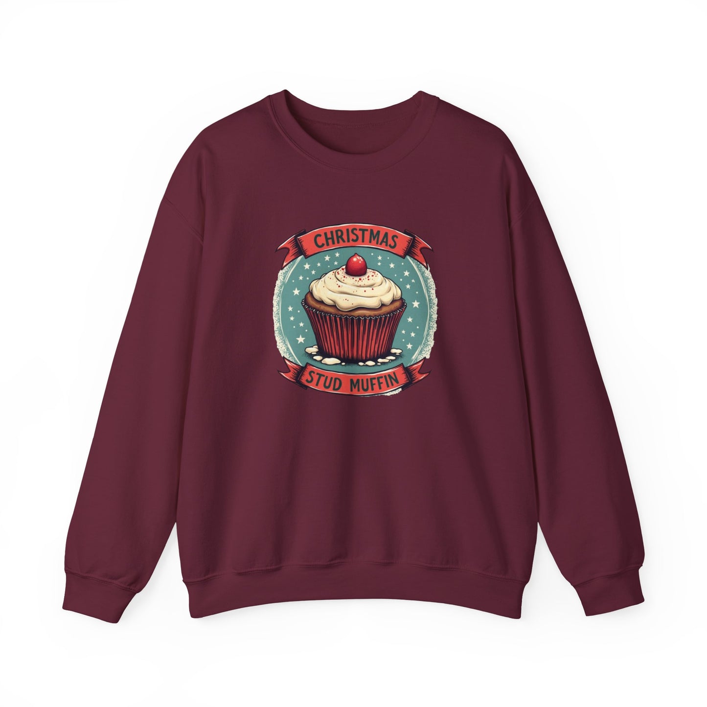 Christmas Stud Muffin with Icing Sweatshirt - Cute Holiday Cupcake Crewneck