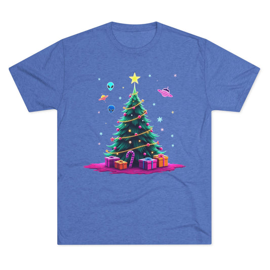 Alien visitors Christmas tree, Unisex Tri-Blend Crew Tee