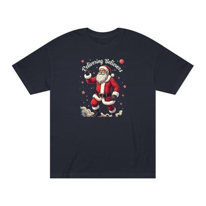 Santa Space Tee — "Delivering Believers" Cosmic Explorer Christmas T‑Shirt
