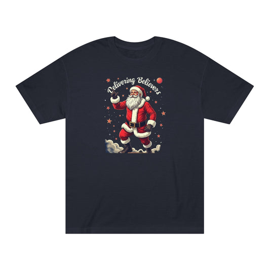 Santa Space Tee — "Delivering Believers" Cosmic Explorer Christmas T‑Shirt