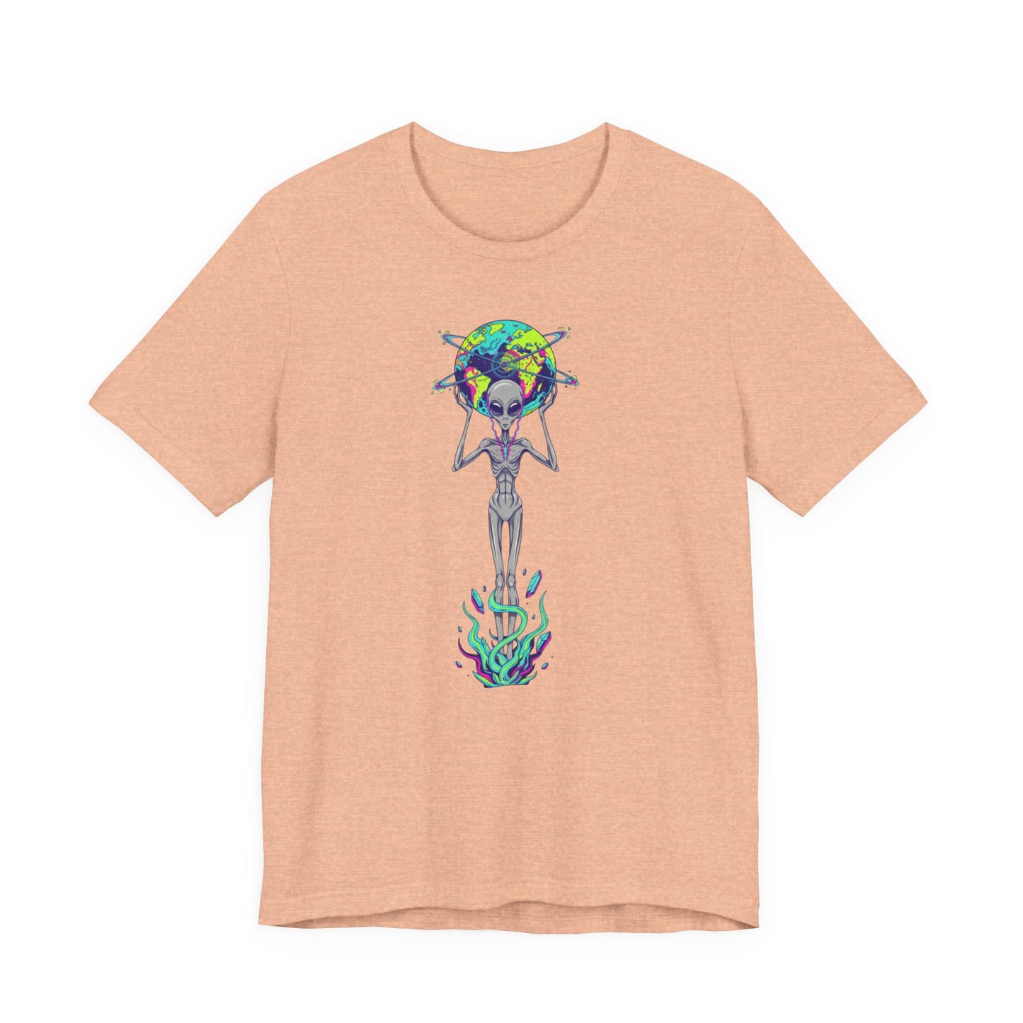 Alien Holding Earth Graphic Tee — Cosmic Sci‑Fi Alien Shirt