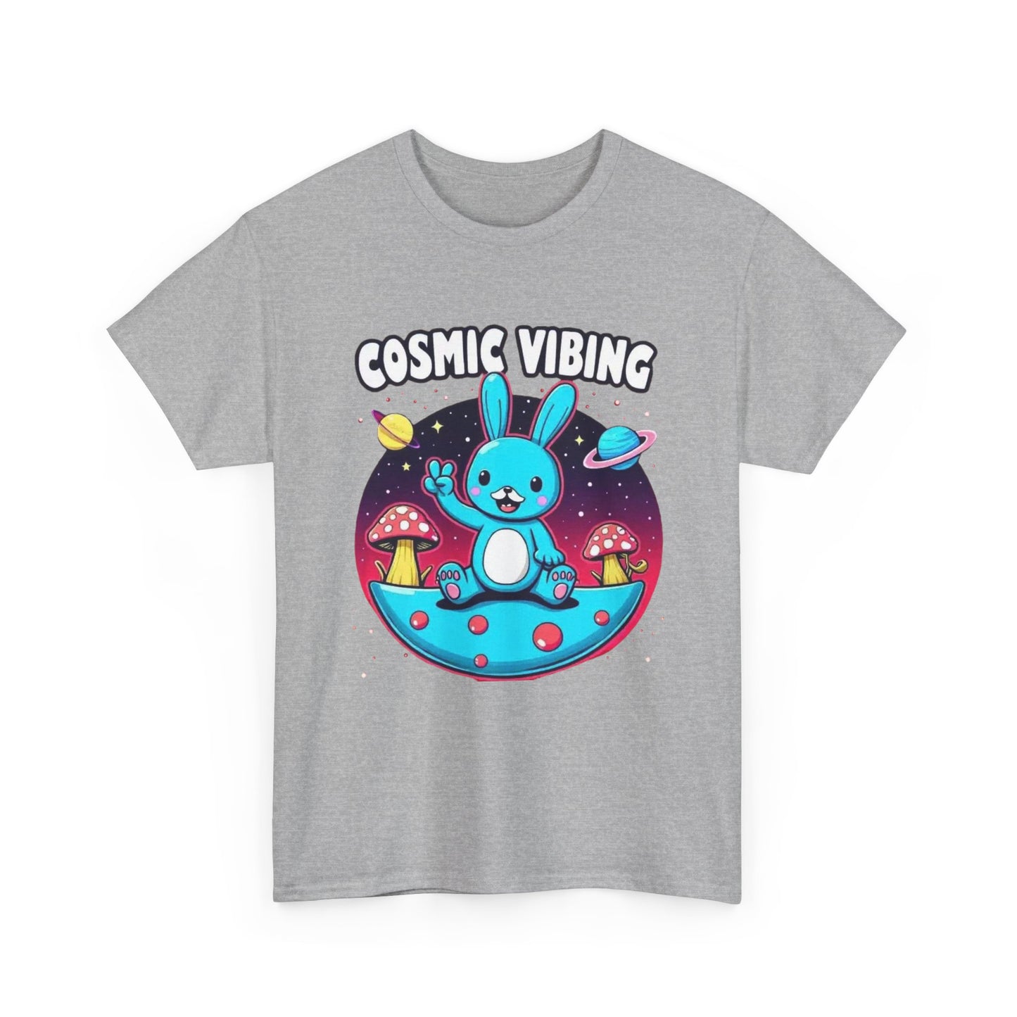 Cosmic Vibing Bunny, Tee — Cute Bunny Space Graphic T-Shirt