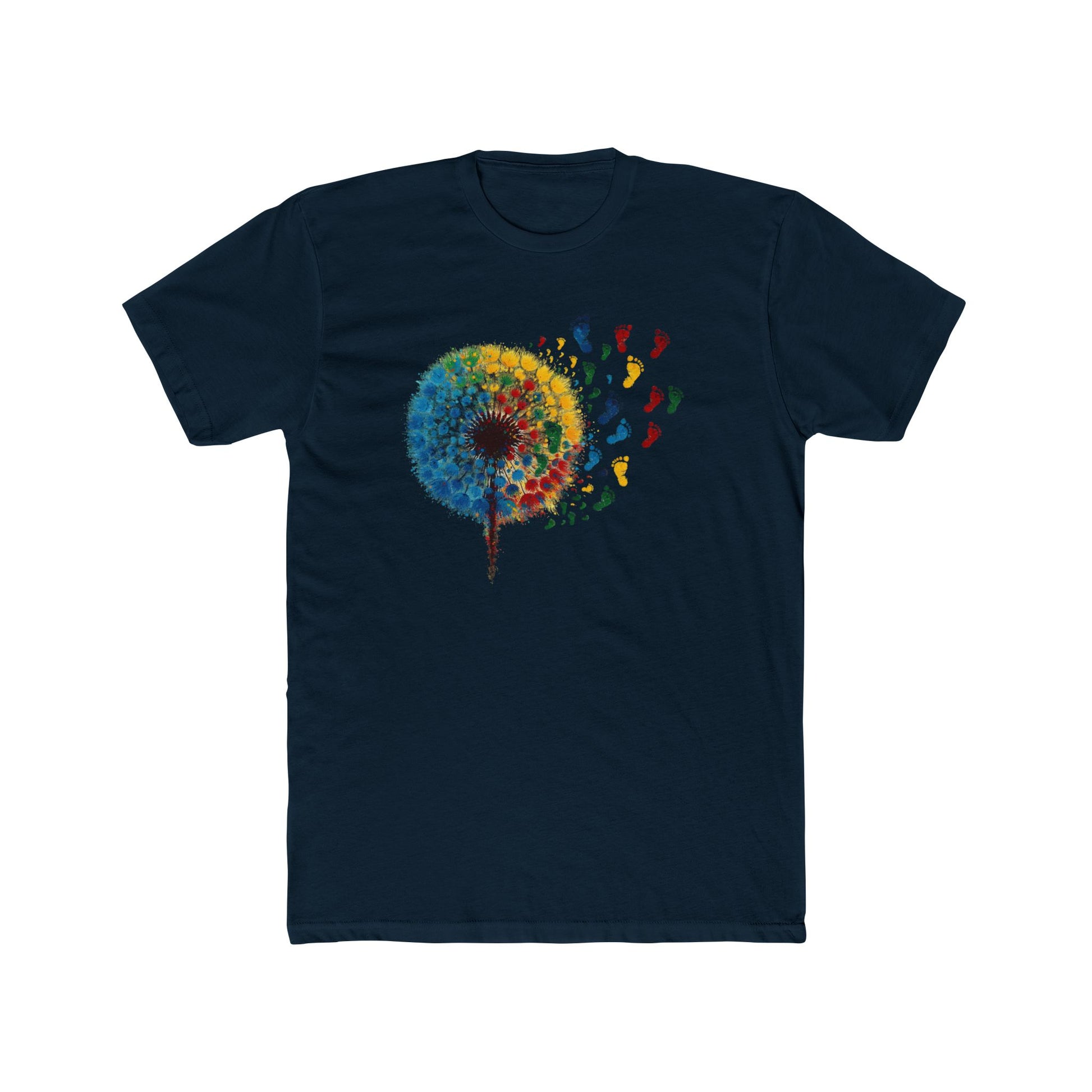 Colorful Dandelion Unisex Cotton Crew Tee, Gift for Nature Lovers, Casual Wear, Art T-Shirt, Eco-Friendly Fashion, Summer Style - Psychonaut Swag
