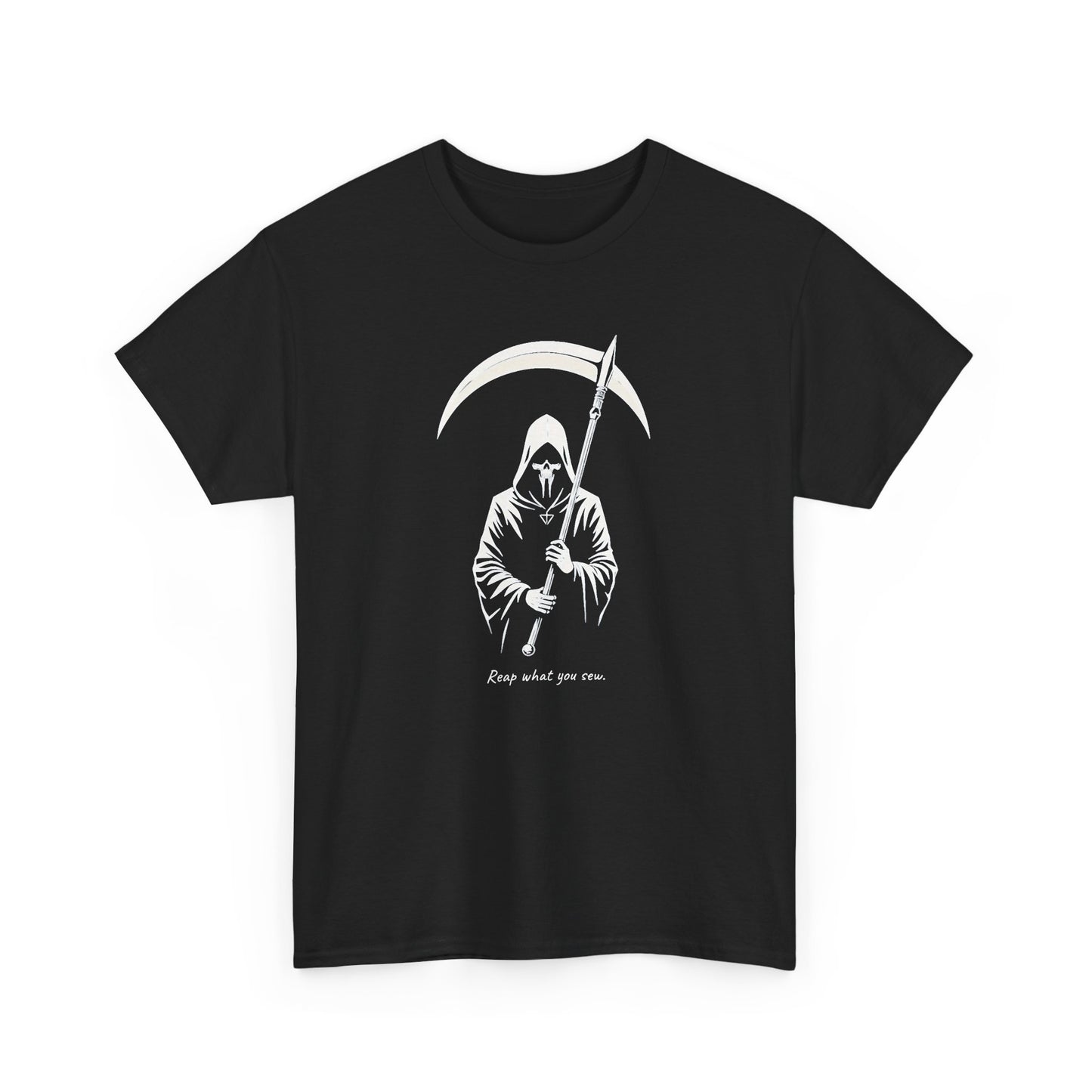 Grim Reaper Scythe T-Shirt — "Reap what you sew” Goth Graphic Tee