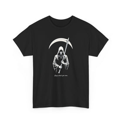 Grim Reaper Scythe T-Shirt — "Reap what you sew” Goth Graphic Tee