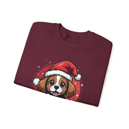 Christmas Dog Sweatshirt — "Santa Paws" Cute Puppy Holiday Crewneck