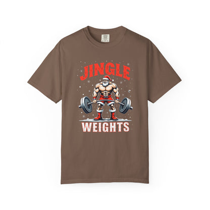 Jingle Weights T-Shirt — Santa Weightlifting Gym Tee (Christmas Fitness Gift)