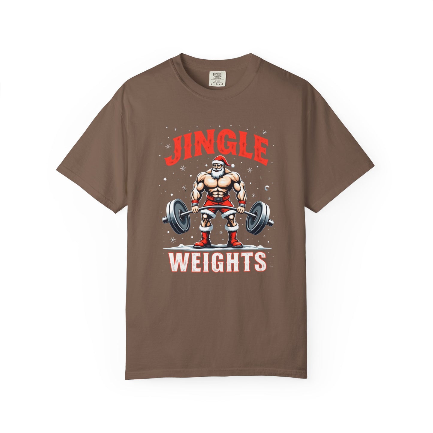 Jingle Weights T-Shirt — Santa Weightlifting Gym Tee (Christmas Fitness Gift)