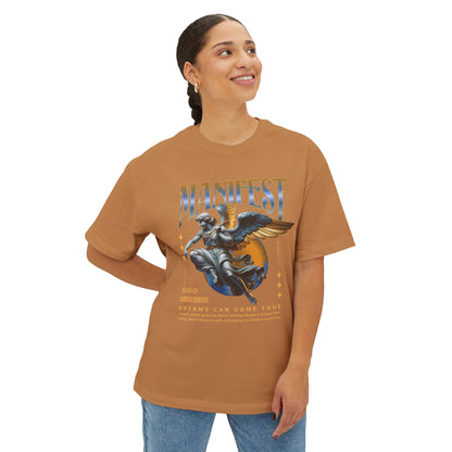 Manifest Angel Graphic Tee — Oversized Boxy Spiritual T‑Shirt