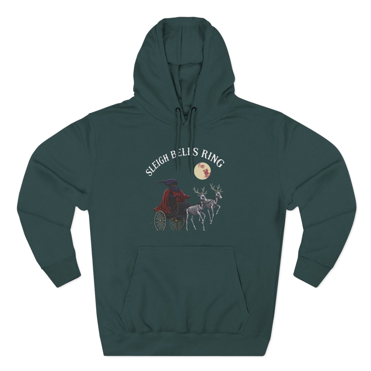 Sleigh Bells Ring Hoodie — Vintage Reindeer Christmas Pullover